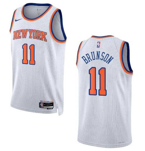 Mens New York Knicks #11 Jalen Brunson White Stitched Basketball Jersey Dzhi->new york knicks->NBA Jersey